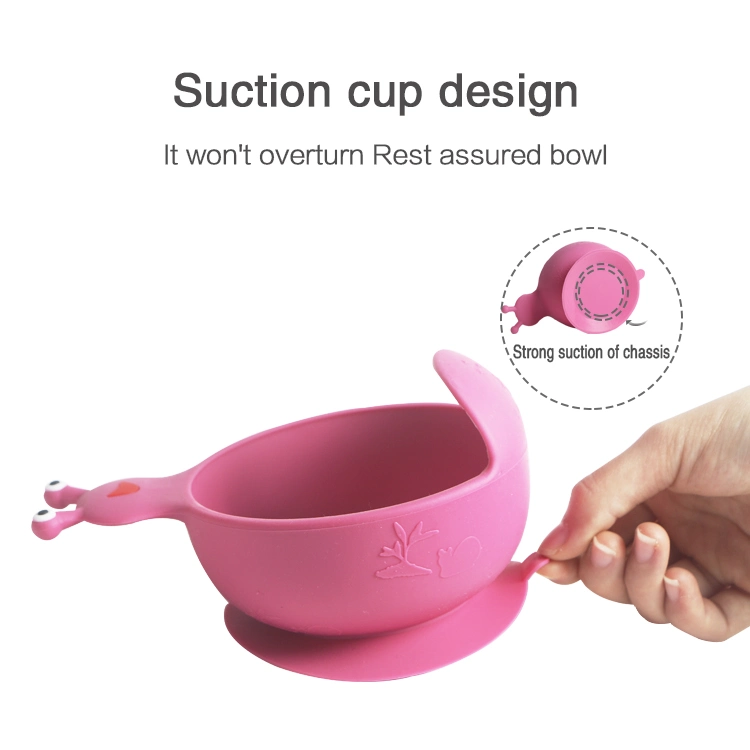 Eco-Friendly Free BPA No Slip Food Grade Silicone Feeding Baby Bowls with Suction