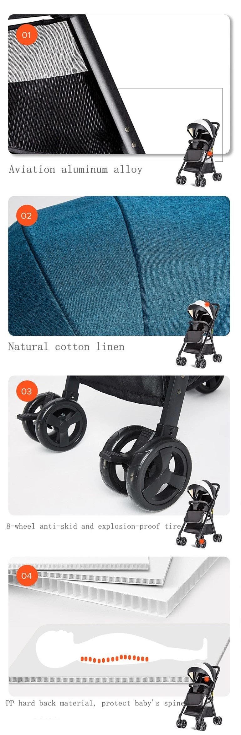 509 Lake Blue Portable Folding Baby Umbrella Car Baby Stroller