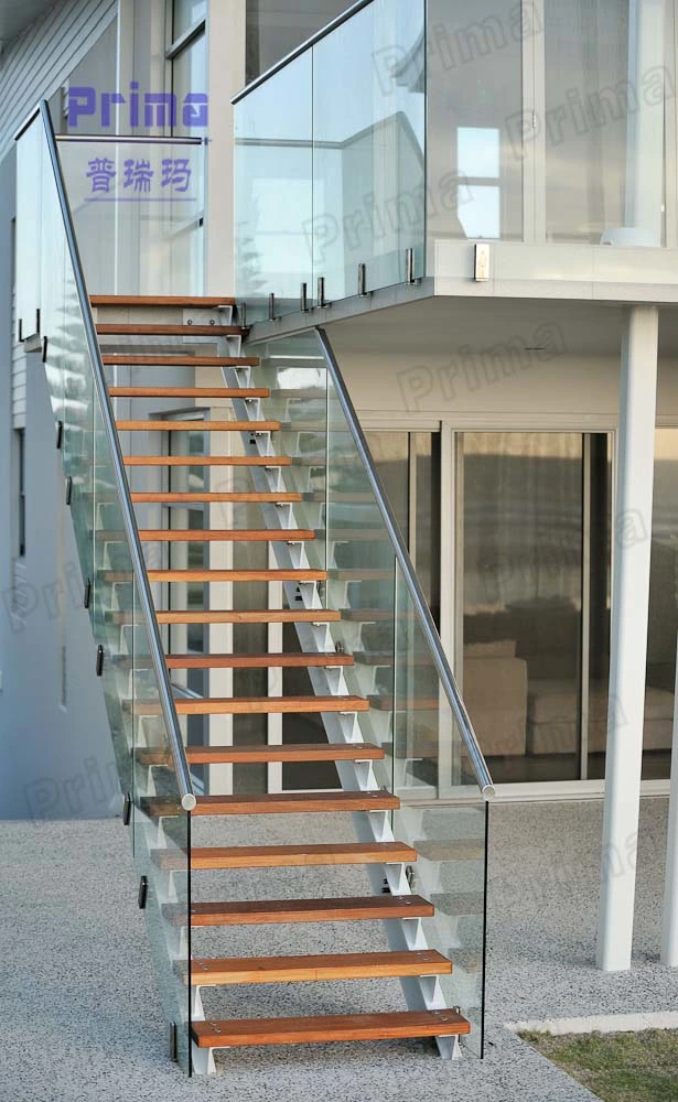 Prefabricated Glass Wood Floating Stairs Prices Glass Balustrade