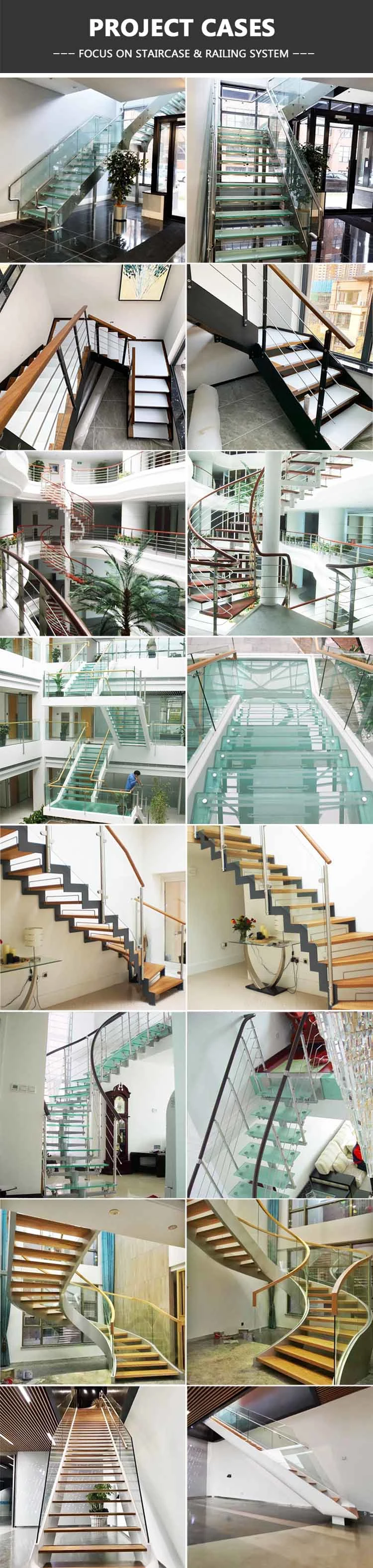 Modern Interior Luxury Stairs Prefabricated Wood Tread Floating Staircase