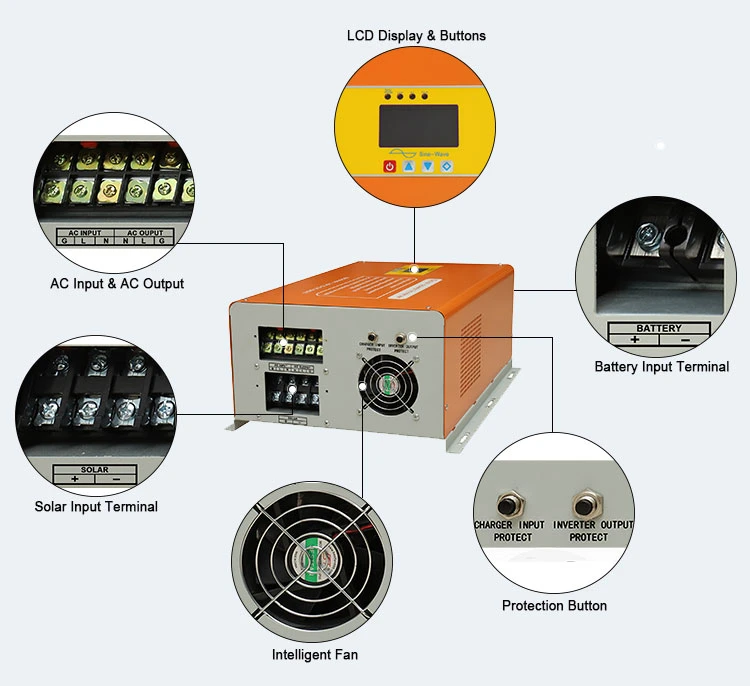 3kw 5kw Solar Inverter on off Grid 10000W Pure Sine Wave Power Inverter