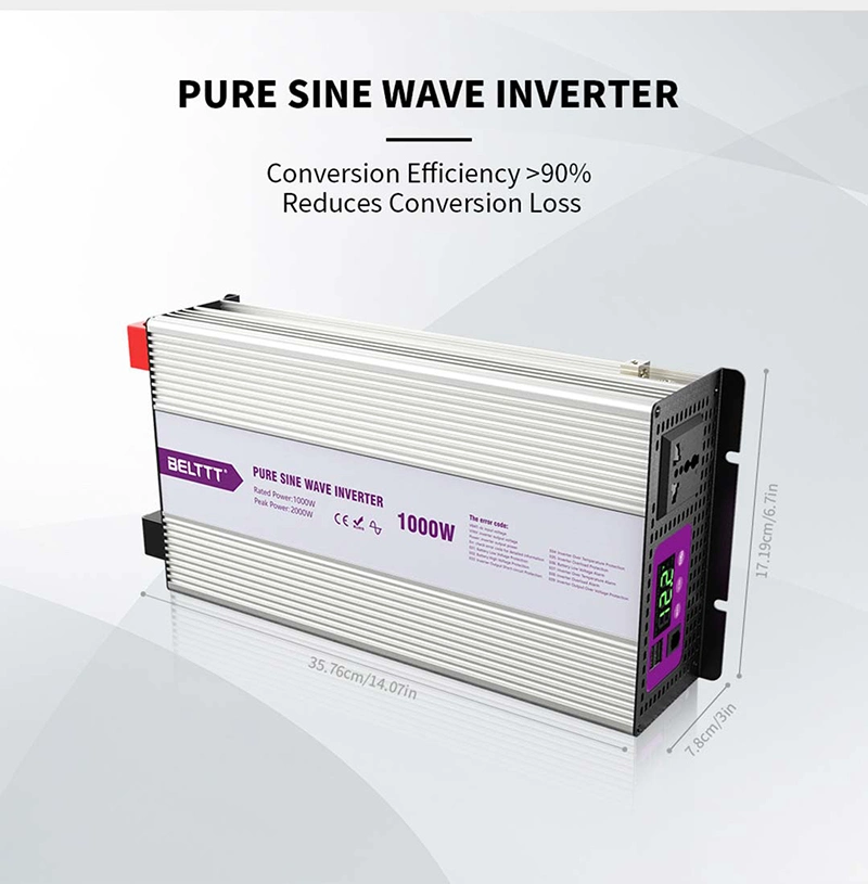New Arrival off Grid Pure Sine Wave Output 100V 110V 120V AC 1000W 12 Volt Inverter