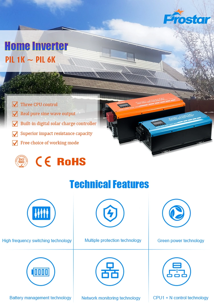2000W 24VDC 2kw 220VAC LCD Display Pure Sine Wave off Grid Power Inverter with Charger