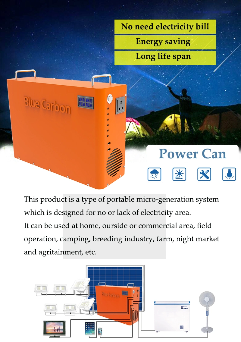 Blue Carbon Portable Solar Storage System 1kwh Solar Power System with 500W Inverter