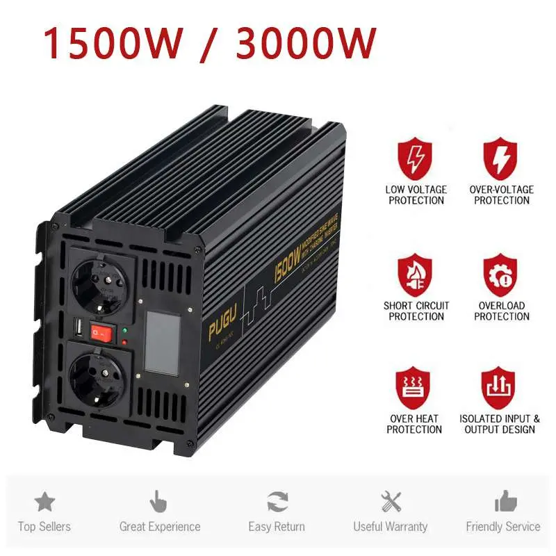 1500W off Grid 12VDC to 120VAC Modified Sine Wave Solar UPS Inverter with Charger