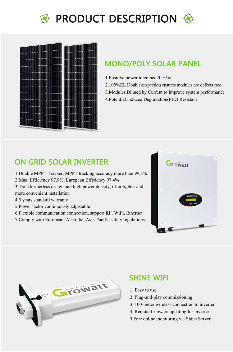 6000W Inverter Grid Tied Home Solar Energy System Without Battery