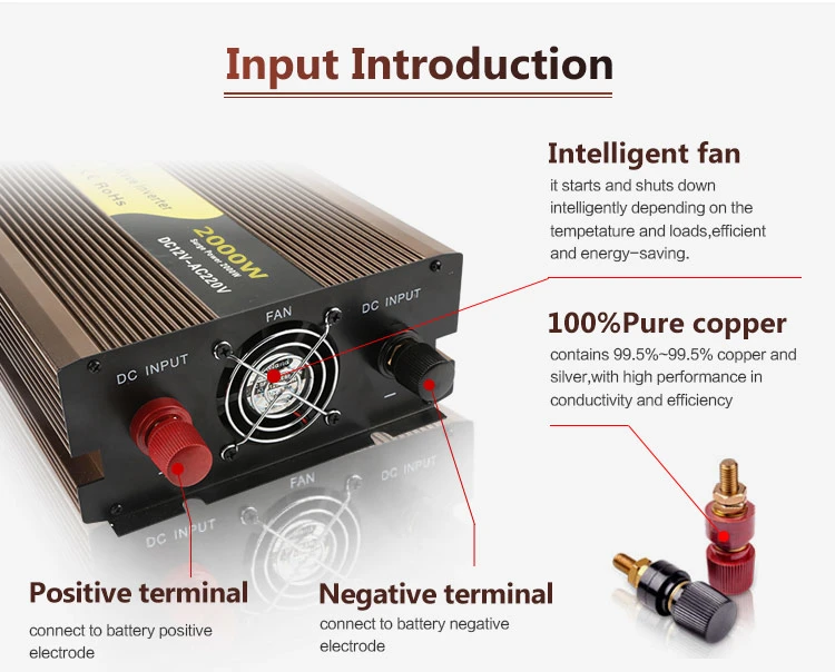 High Efficiency LCD Pure Sine Power Inverter 2000W DC to AC Inverter