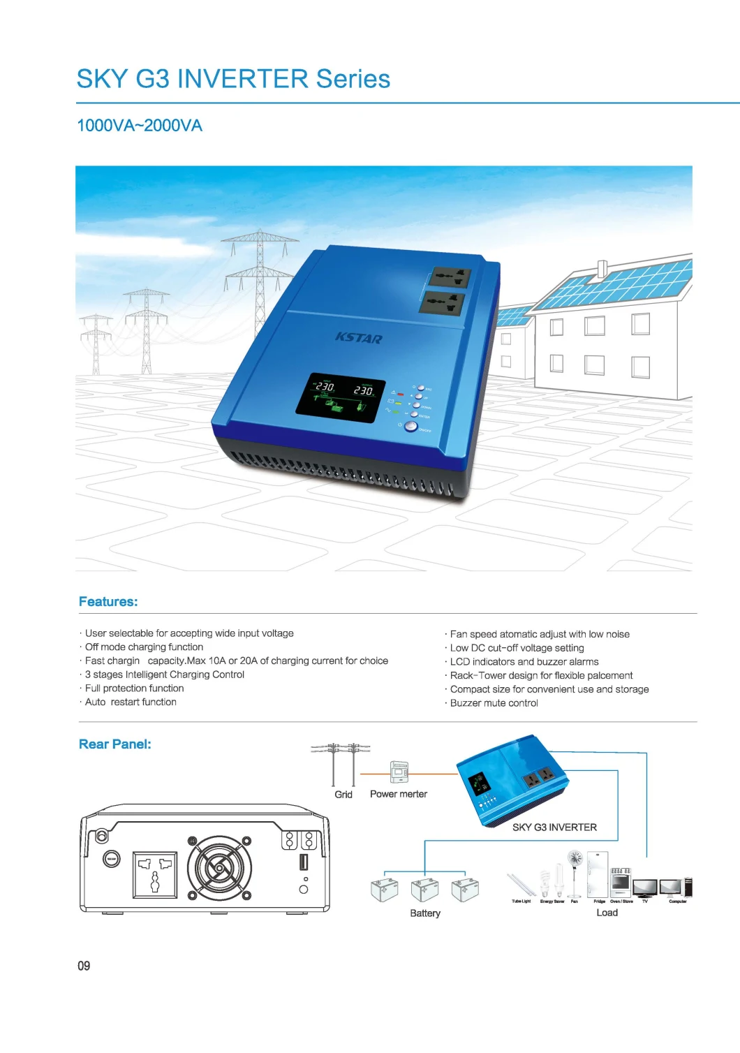 Hybrid 220 Volt Power Inverter off Grid 300W 500W 1kw Home Solar Panel Inverter System