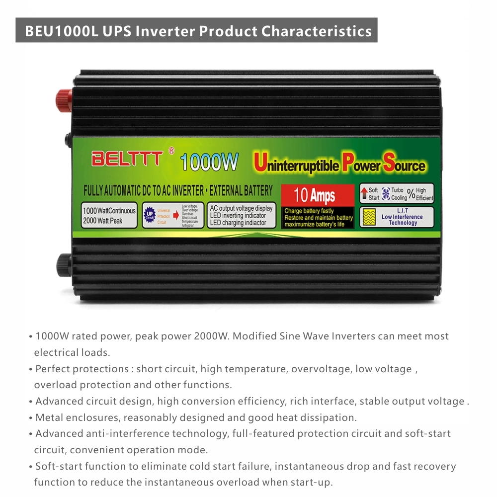 High Frequency off Grid 1000W Modified Sine Wave UPS Power Inverter with Charger