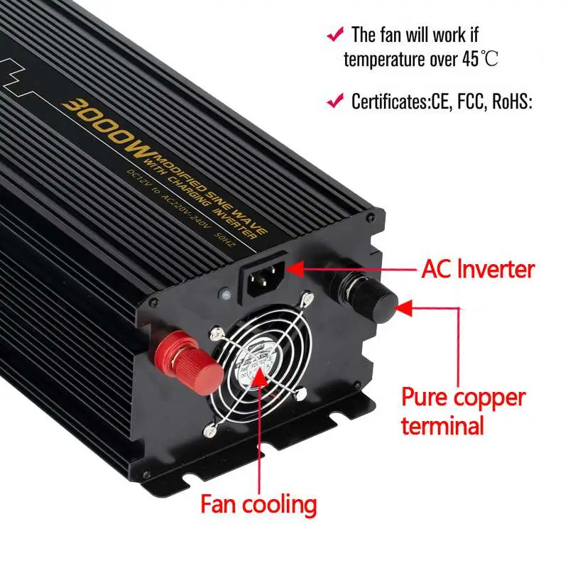 3000W off Grid 24VDC to 220VAC Modified Sine Wave Solar UPS Inverter with Charger