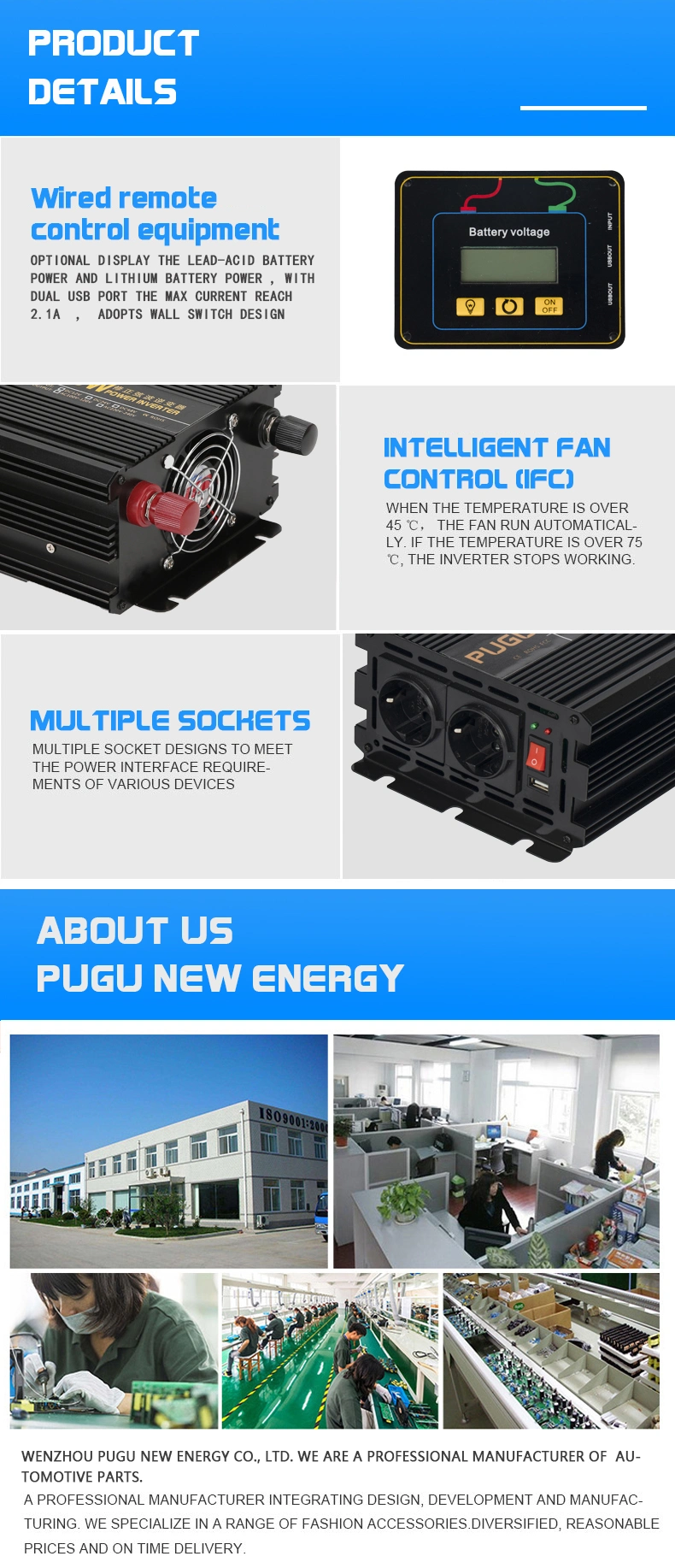 Modified Sine Wave Inverter off Grid Power Inverter 1500W 12V to 120V