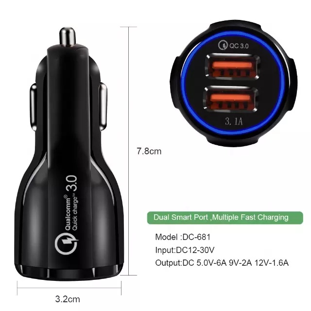 Car Charger Car USB Charger Quick Charge 3.0 5V 3A Car Charger Portable