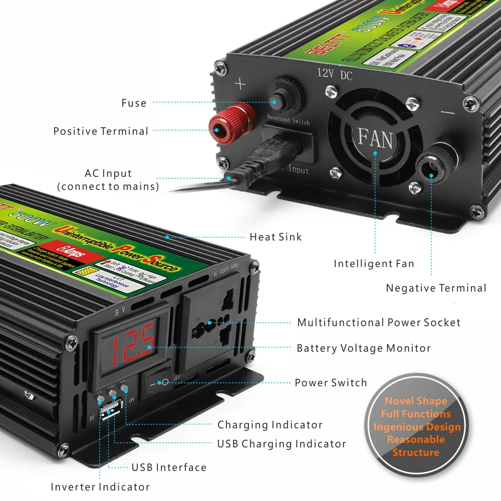 High Frequency Modified Sine Wave Off Grid UPS Power Inverter 500W with Charger