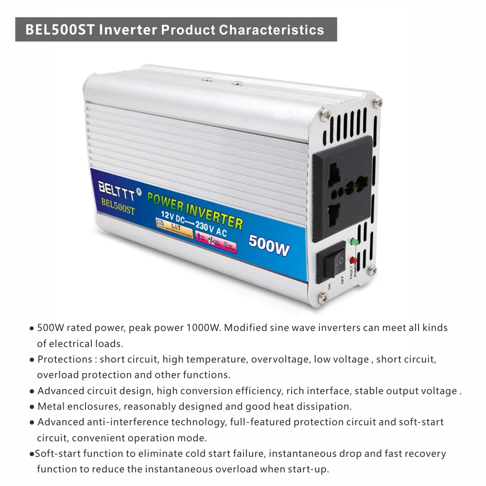 Belttt DC to AC Inverter Modified Sine Wave Power Inverter 500W