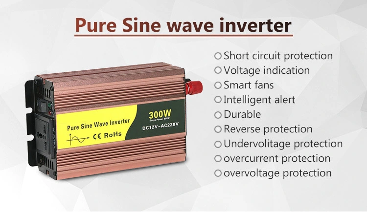 300W 500W 800W 1000W 12V 24V 48V DC to 220V 110V 230V 240V AC Pure Sine Wave 300W Power Inverter