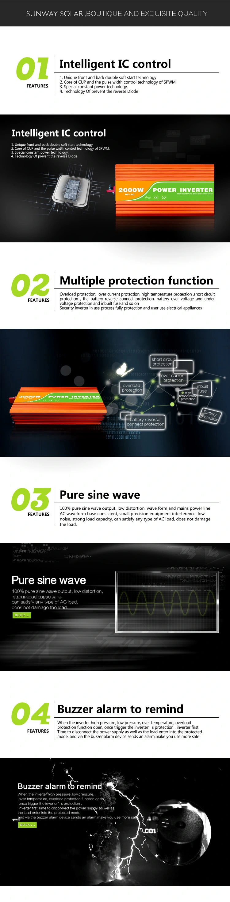 2kw 3kw Solar Inverter Price 110V / 220VAC Pure Sine Wave Inverter