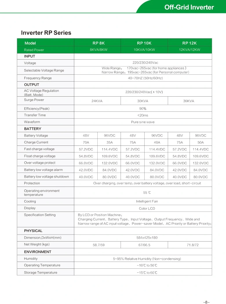 Pure Sine Wave Power Solar off Grid Inverter UPS Inverter 3000W 2000W 1000W 24V 48V 220VAC