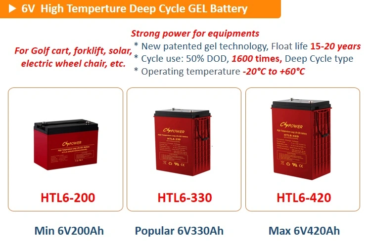 Cspower Deep-Cycle-Solar-Storage-Battery 6V 330ah for Solar Energy System/Sweeper/Inverter/Panel/RV
