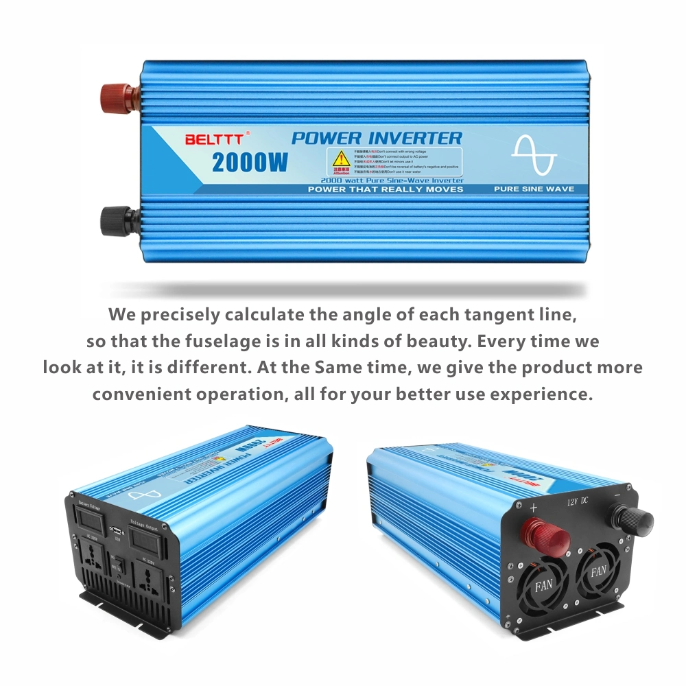 Pure Sine Wave 12V DC to 220V AC 2000W Power Inverter