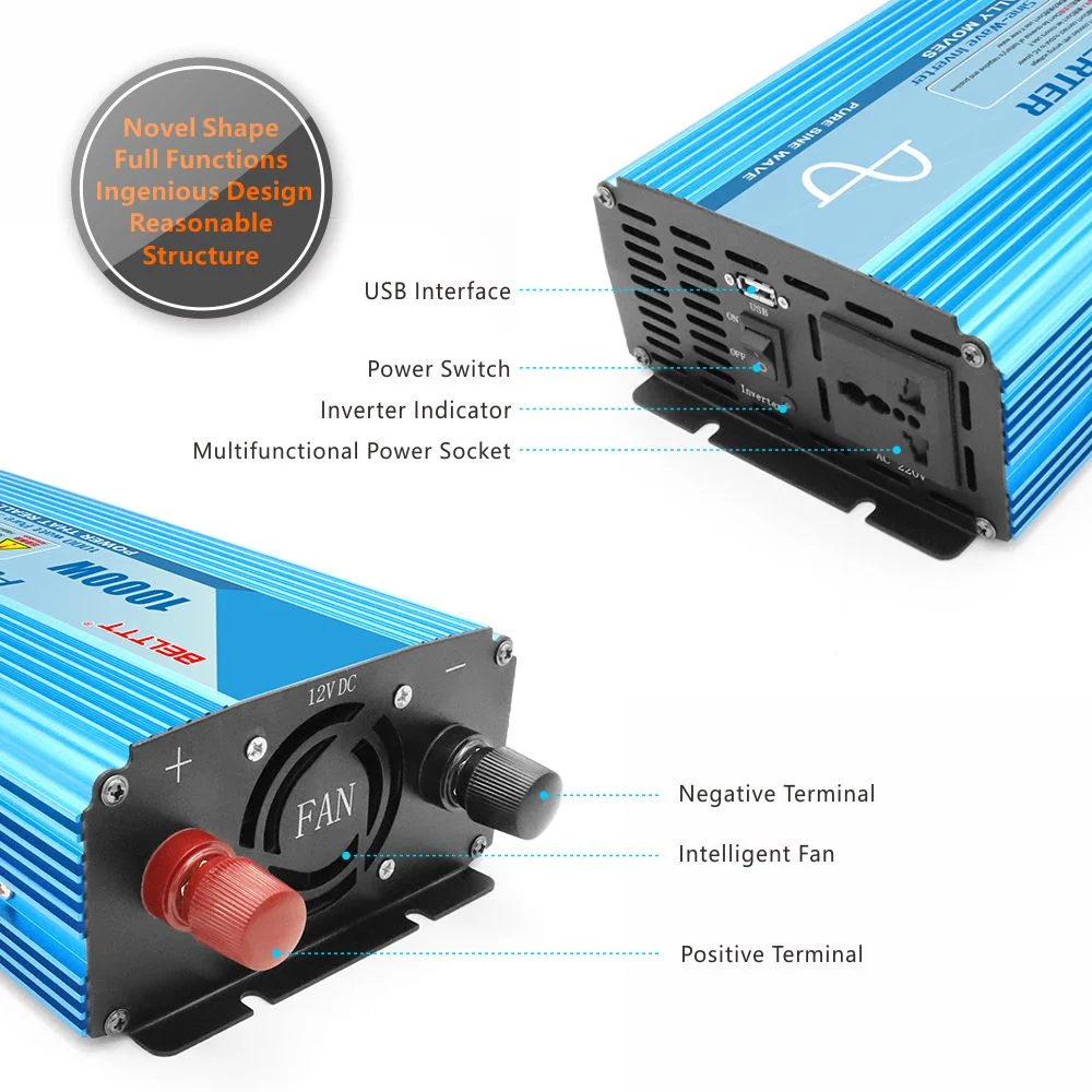 Belttt Original UPS Converter DC to AC Pure Sine Wave Power Inverter 12V 220V 1000W