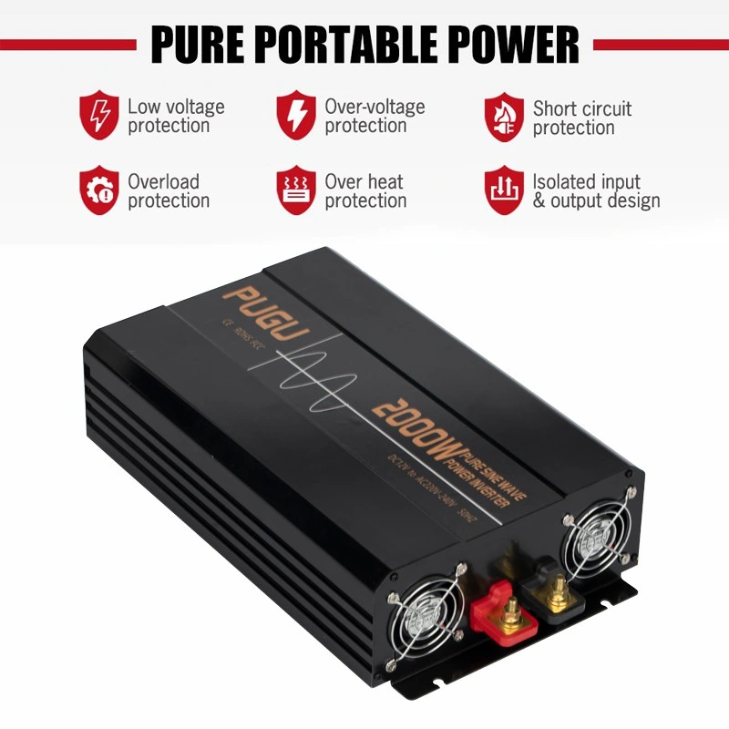 2000W, Pure Sine Wave Power Inverter 24V 120V with LCD Display