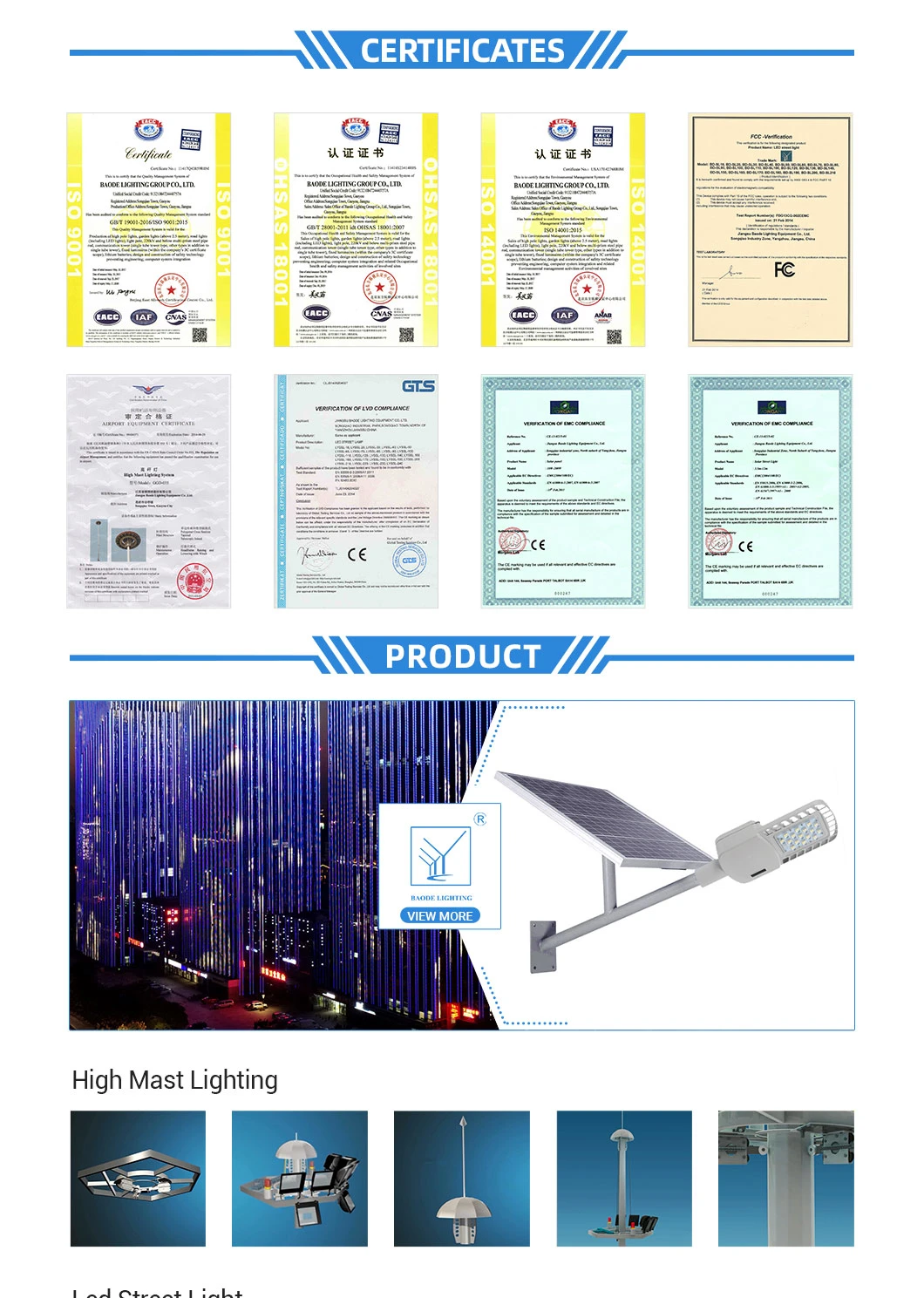 Factory Price Solar Powered Energy LED Street Lights Price List