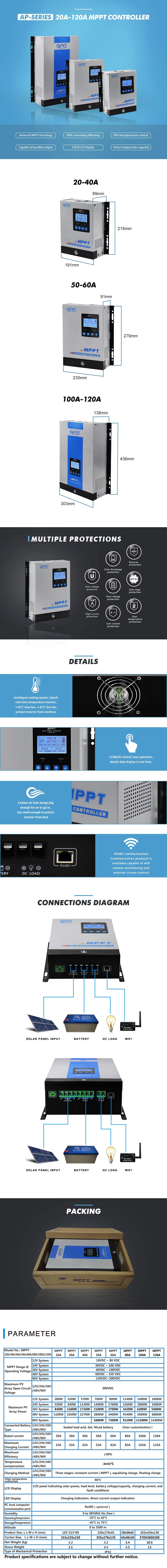 Inverter Charger and Solar Charger Controller 30A 50A 60A 80A for Solar Power System