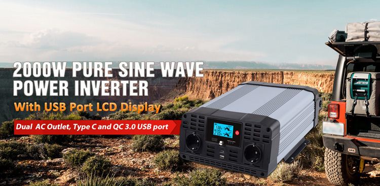 High Efficiency 2000W DC AC Car Power Inverter, Sine Wave Inverter