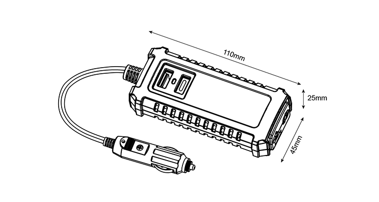 30W DC to AC Car Micro Power Inverter with Type C Output, Modified Sine Wave Inverter