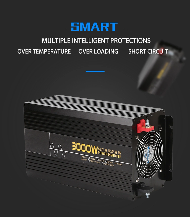 3000W 12V/24V/48V DC to AC 110V/220V Pure Sine Wave Solar Power Inverter