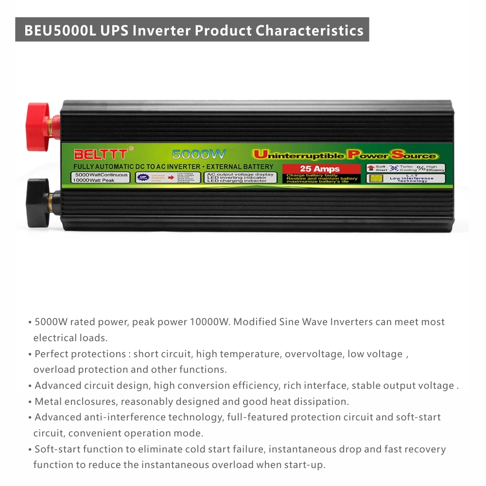 Modified Sine Wave Off Grid Inverter UPS Power Inverter 5000W for Home/Truck Used