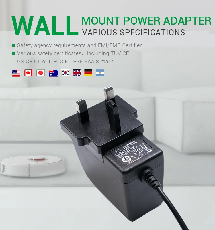 High Efficiency Wall-Mount 24W 12V 2A AC DC Power Adaptor Digital Photo Frame Power Adapter