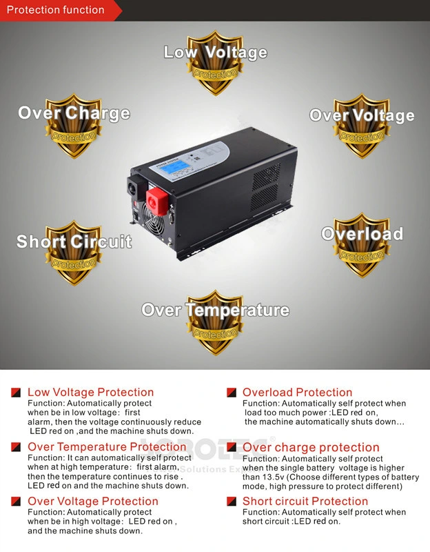 1-6kw Transformer Low Frequency DC / AC Power Inverter with AC Charger