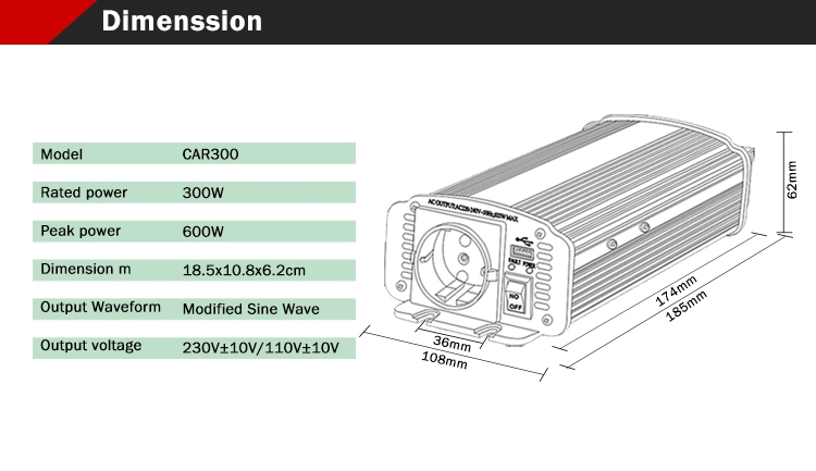 300W DC to AC Power Inverter/ Car Power Inverter