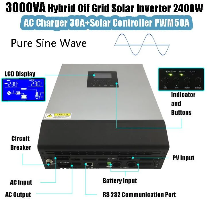 3kVA 2400W PWM Solar Controller Hybrid Inverter Pure Sine Wave Power Inverter (QW-3kVA2450)