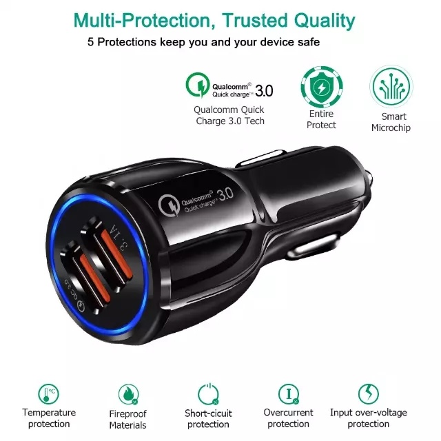 Car Charger Car USB Charger Quick Charge 3.0 5V 3A Car Charger Portable
