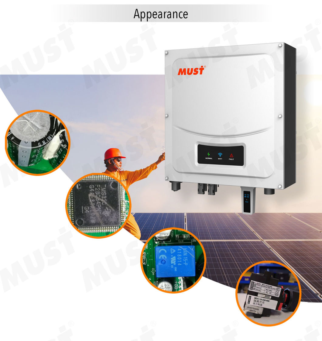 Must on Grid DC to AC Solar Inverter 3000W 3000 Watt Pure Sine Wave Inverter