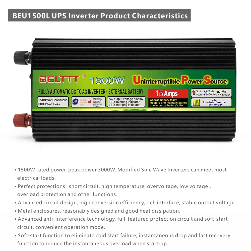 Belttt DC to AC Inverter Charger Solar Power Inverter 1500W