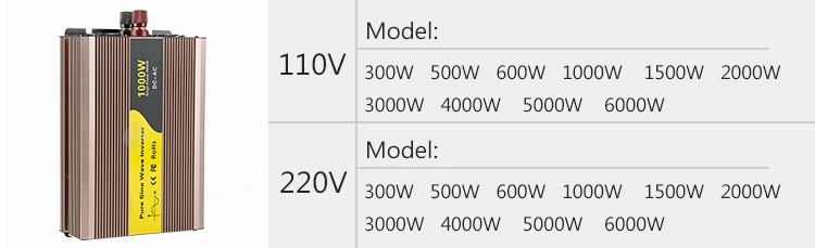 1000W 12V 24V 48V DC to AC 110V 220V Pure Sine Wave Solar Power Inverter