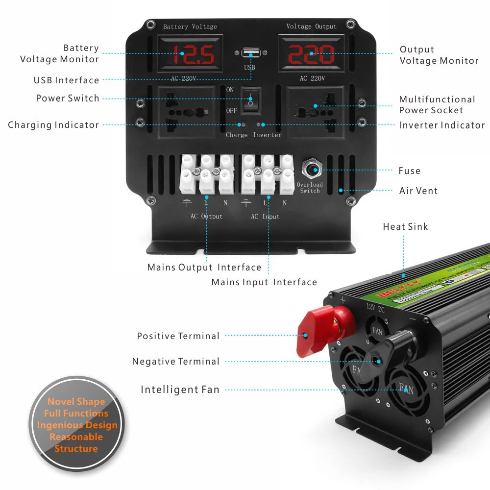 Turbo Cooling Modified Sine Wave Inverter Off Grid Inverter 5000W UPS Power Inverter