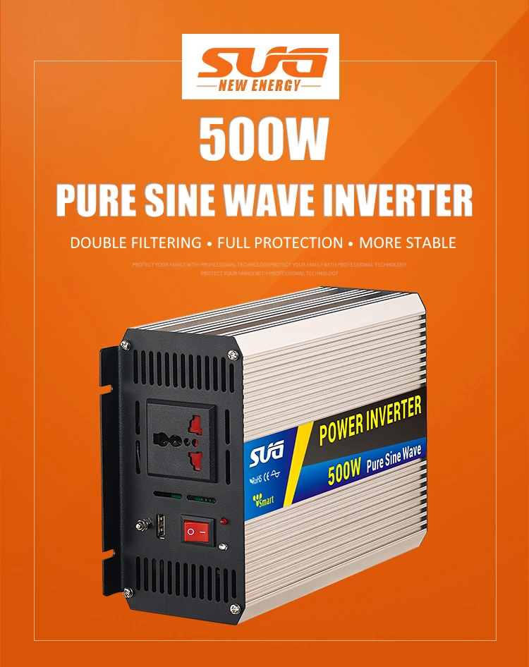 500W Inverter Hot Sale 12/24/48VDC High Frequency Pure Sine Wave Real Power