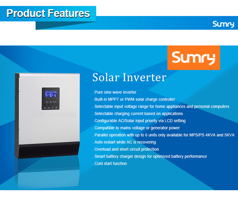 5000watts 5kVA Inverter Pure Sine Wave off-Grid Ground-Mounted 50amper PWM Charge Solar Power Inverter 220VAC