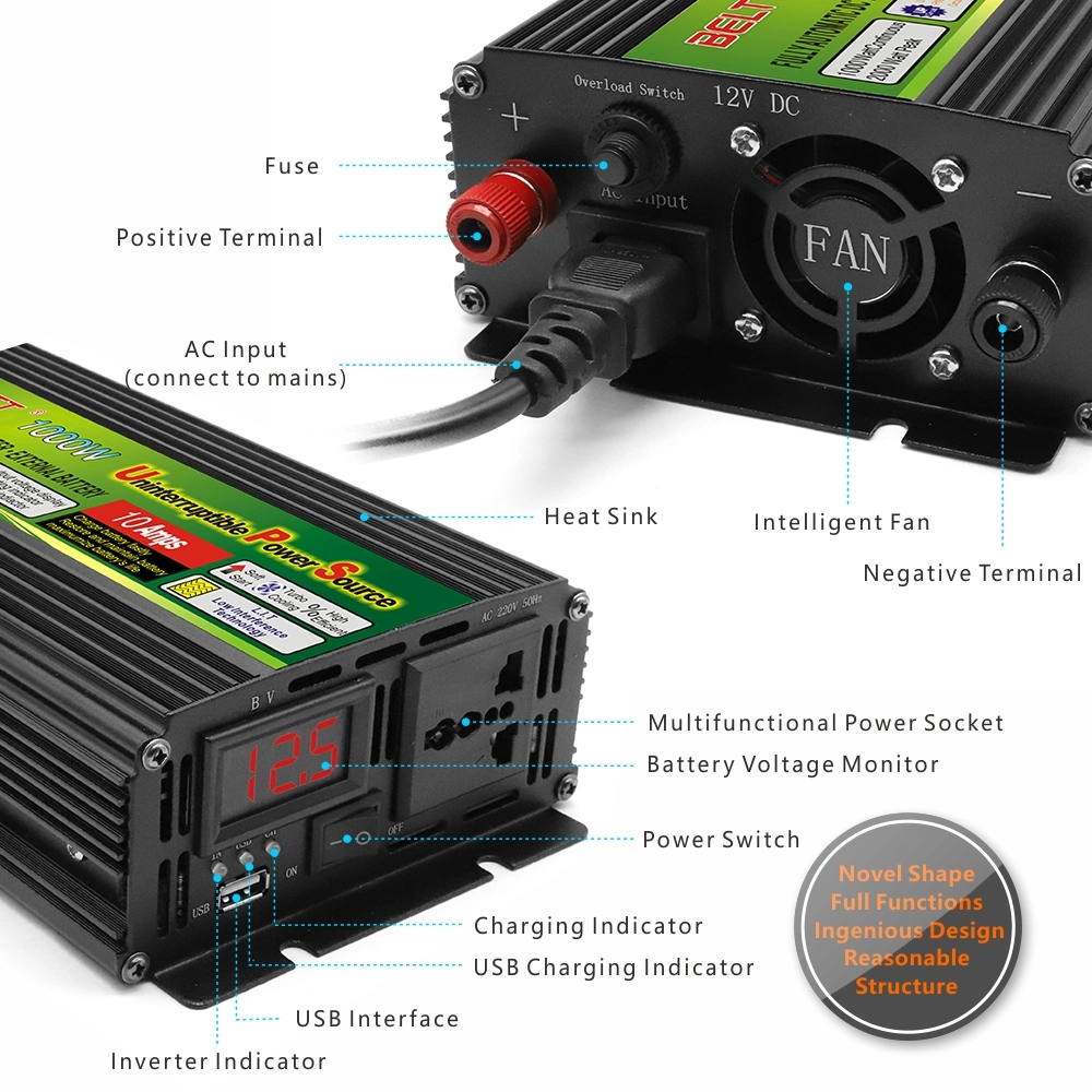 High Frequency off Grid 1000W Modified Sine Wave UPS Power Inverter with Charger