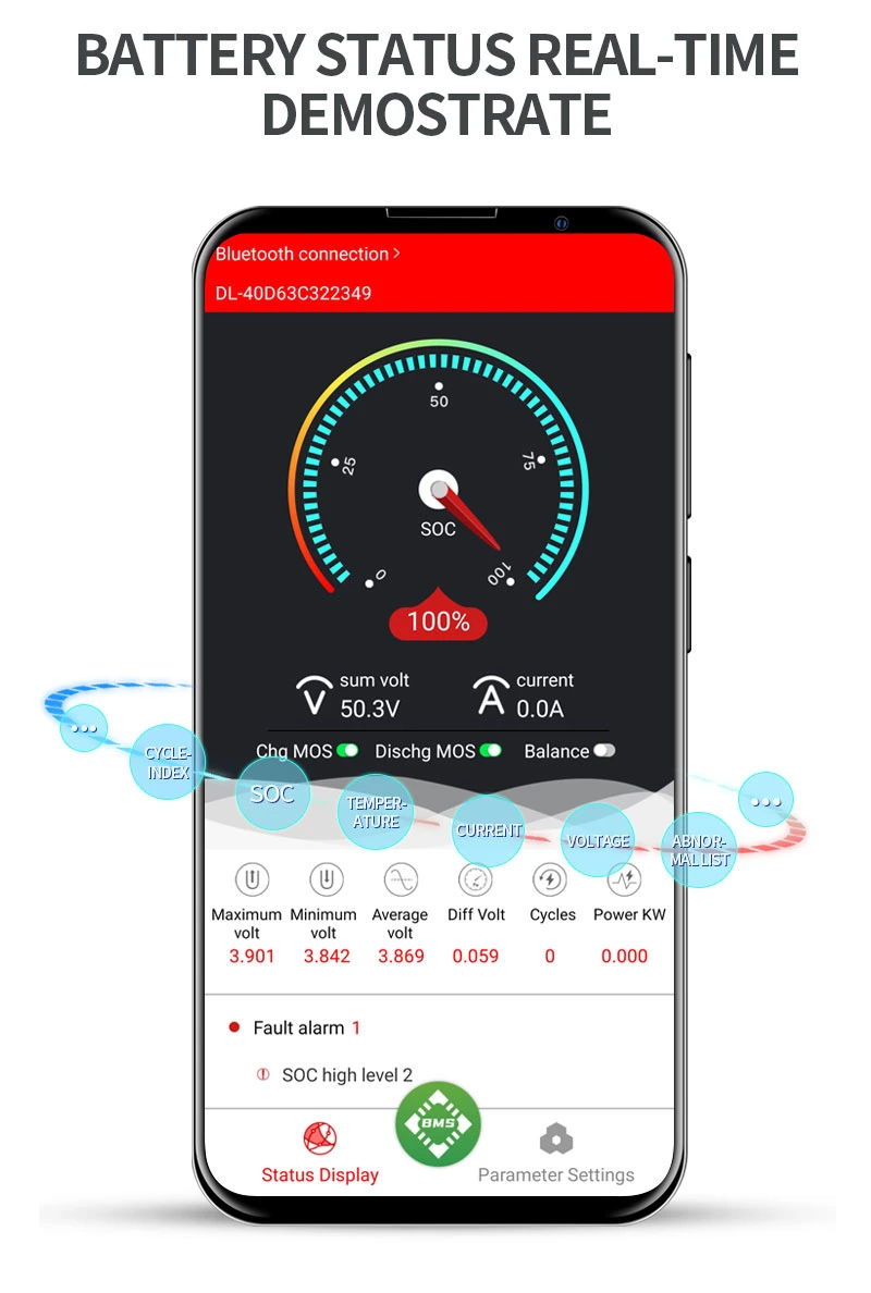 2020 Newest Smart BMS 8s 150A 200A 250A with Fan Uart 485 Bluetooth 24V Faster Cooling LiFePO4 Battery RV Inverter