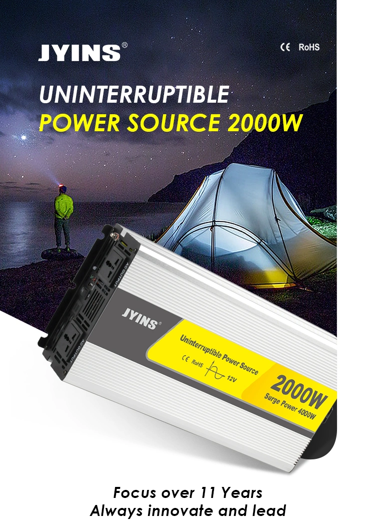 2000W 12V/24V DC Pure Sine Wave Power Inverter with Charger