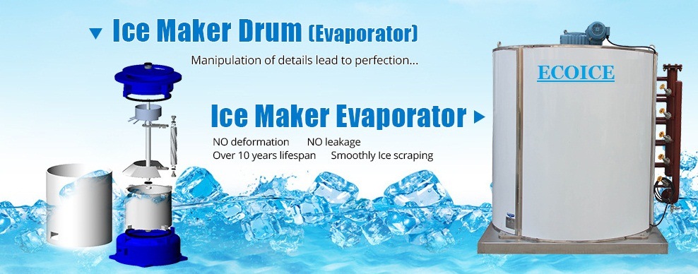 Ecoice 1ton/24h Commercial Range Ice Flaker Evaporator