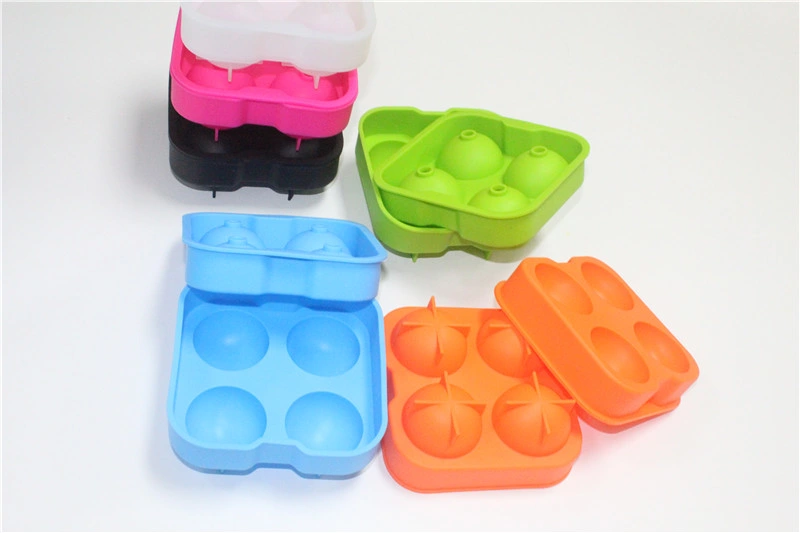 4 Cavity Silicone Colorful Ice Ball Maker Whiskey Ice Ball Mold Silicone Ice Cube Tray