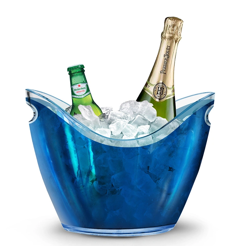 Customized Logo 4L Clear Boat-Shape Clear Plastic Champagne Ice Buckets for Beer