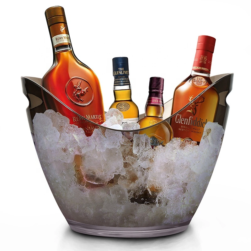 Customized Logo 4L Clear Boat-Shape Clear Plastic Champagne Ice Buckets for Beer