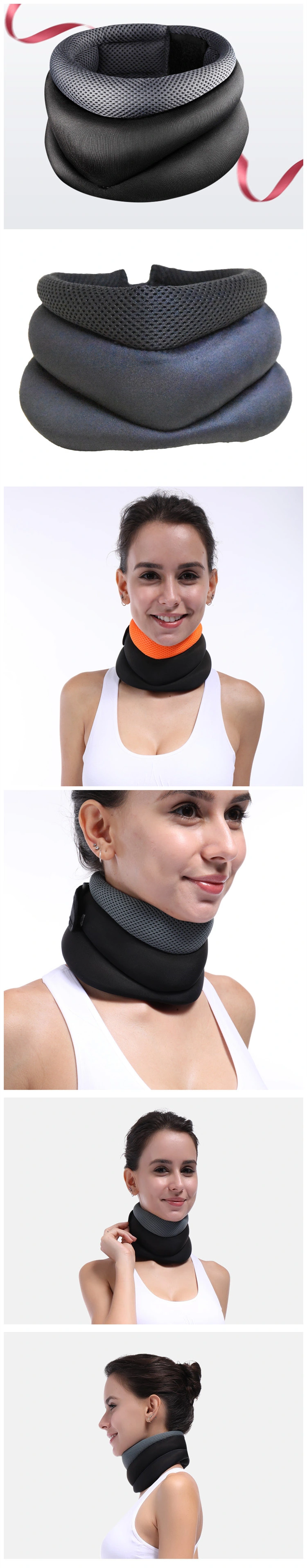 Amazon Hot Sale Adjustable Soft Cervical Spine Orthotics Pain Relieves Neck Support Cervical Traction Device